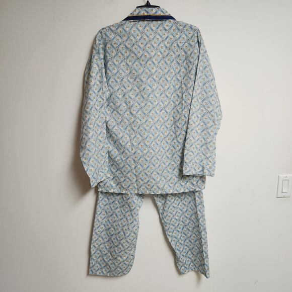 Vintage Retro JC Pennys Pajama Set Notch Collar Mens Medium No Iron Blue 70s - Picture 4 of 16